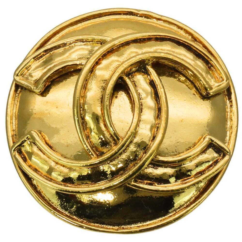 CHANEL Authentic Gold Logo Brooch
